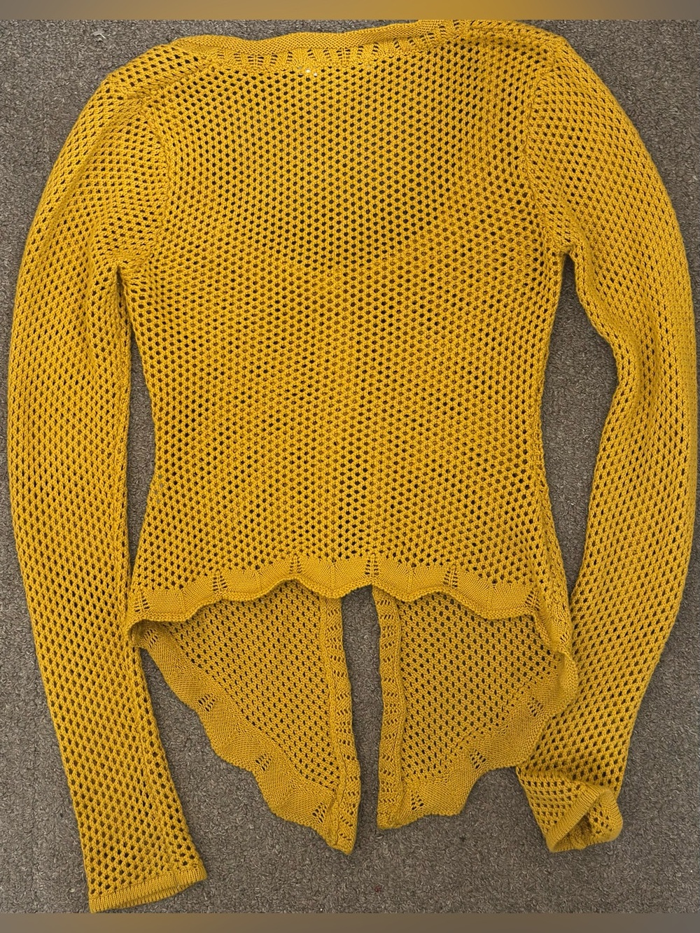 naked wardrobe Mustard Yellow Open-Weave Button Front Cardigan size medium - Picture 4 of 6
